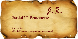 Jankó Radamesz névjegykártya